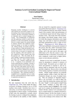 Sentence Level Curriculum Learning for Improved Neural Conversational
  Models