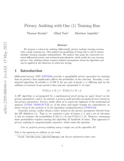 Privacy Auditing with One (1) Training Run