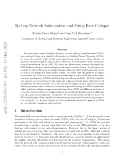 Spiking Network Initialisation and Firing Rate Collapse