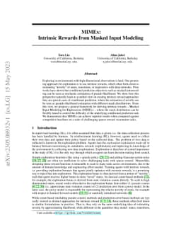MIMEx: Intrinsic Rewards from Masked Input Modeling