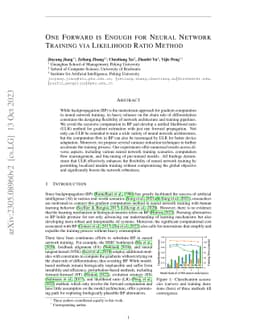 One Forward is Enough for Neural Network Training via Likelihood Ratio
  Method