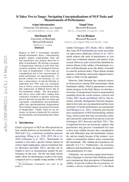 It Takes Two to Tango: Navigating Conceptualizations of NLP Tasks and
  Measurements of Performance