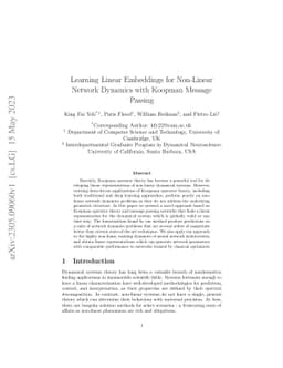 Learning Linear Embeddings for Non-Linear Network Dynamics with Koopman
  Message Passing