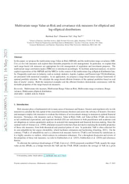 Multivariate range Value-at-Risk and covariance risk measures for
  elliptical and log-elliptical distributions