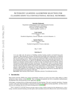 Automatic learning algorithm selection for classification via
  convolutional neural networks