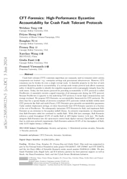 CFT-Forensics: High-Performance Byzantine Accountability for Crash Fault
  Tolerant Protocols