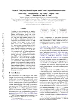 Towards Unifying Multi-Lingual and Cross-Lingual Summarization