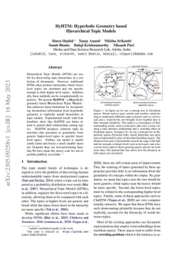 HyHTM: Hyperbolic Geometry based Hierarchical Topic Models