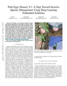 Pink-Eggs Dataset V1: A Step Toward Invasive Species Management Using
  Deep Learning Embedded Solutions