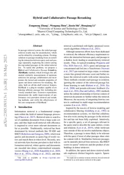 Hybrid and Collaborative Passage Reranking