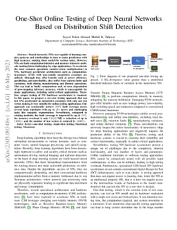 One-Shot Online Testing of Deep Neural Networks Based on Distribution
  Shift Detection
