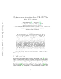 Flexible remote attestation of pre-SNP SEV VMs using SGX enclaves