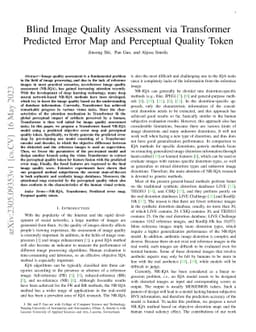 Blind Image Quality Assessment via Transformer Predicted Error Map and
  Perceptual Quality Token