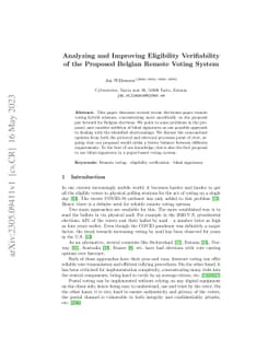 Analyzing and Improving Eligibility Verifiability of the Proposed
  Belgian Remote Voting System