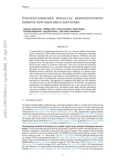 Context-enriched molecule representations improve few-shot drug
  discovery