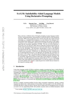 SatLM: Satisfiability-Aided Language Models Using Declarative Prompting