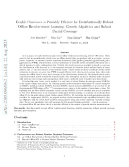 Double Pessimism is Provably Efficient for Distributionally Robust
  Offline Reinforcement Learning: Generic Algorithm and Robust Partial Coverage