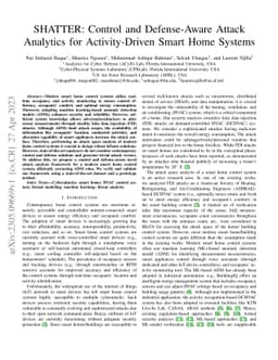 SHATTER: Control and Defense-Aware Attack Analytics for Activity-Driven
  Smart Home Systems