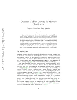 Quantum Machine Learning for Malware Classification