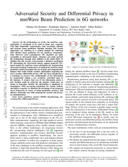Adversarial Security and Differential Privacy in mmWave Beam Prediction
  in 6G networks