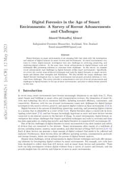 Digital Forensics in the Age of Smart Environments: A Survey of Recent
  Advancements and Challenges