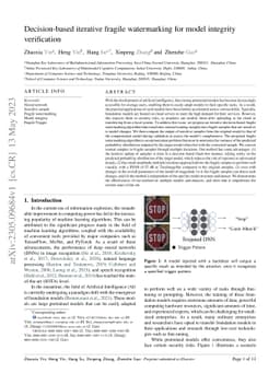 Decision-based iterative fragile watermarking for model integrity
  verification