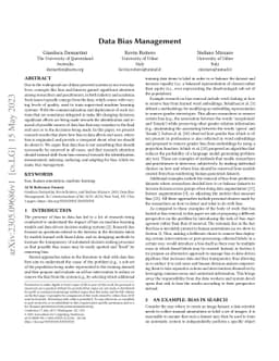 Data Bias Management