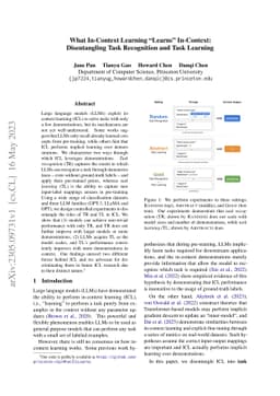 What In-Context Learning "Learns" In-Context: Disentangling Task
  Recognition and Task Learning