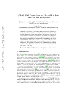 ICDAR 2023 Competition on Hierarchical Text Detection and Recognition