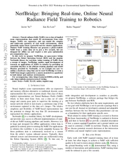 NerfBridge: Bringing Real-time, Online Neural Radiance Field Training to
  Robotics