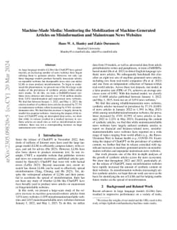 Machine-Made Media: Monitoring the Mobilization of Machine-Generated
  Articles on Misinformation and Mainstream News Websites