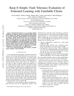 Keep It Simple: Fault Tolerance Evaluation of Federated Learning with
  Unreliable Clients