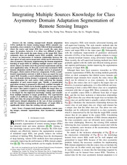 Integrating Multiple Sources Knowledge for Class Asymmetry Domain
  Adaptation Segmentation of Remote Sensing Images