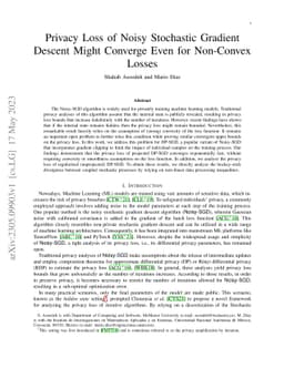 Privacy Loss of Noisy Stochastic Gradient Descent Might Converge Even
  for Non-Convex Losses