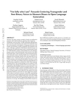 "I'm fully who I am": Towards Centering Transgender and Non-Binary
  Voices to Measure Biases in Open Language Generation