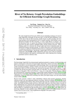 River of No Return: Graph Percolation Embeddings for Efficient Knowledge
  Graph Reasoning