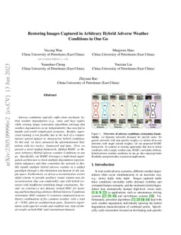 Restoring Images Captured in Arbitrary Hybrid Adverse Weather Conditions
  in One Go