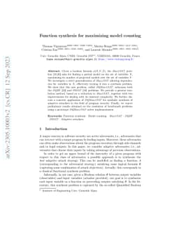 Function synthesis for maximizing model counting