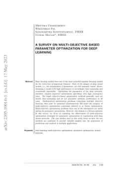 A Survey on Multi-Objective based Parameter Optimization for Deep
  Learning