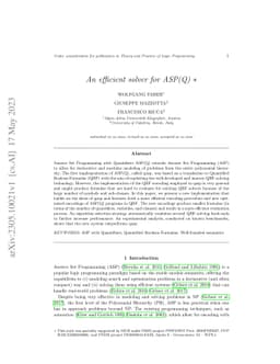 An efficient solver for ASP(Q)