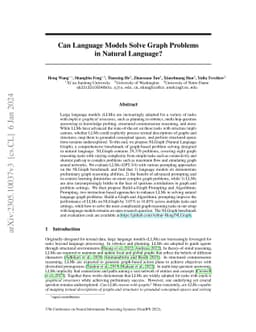 Can Language Models Solve Graph Problems in Natural Language?