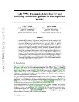 Cold PAWS: Unsupervised class discovery and addressing the cold-start
  problem for semi-supervised learning