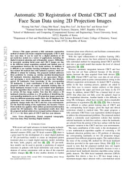Automatic 3D Registration of Dental CBCT and Face Scan Data using 2D
  Projection Images