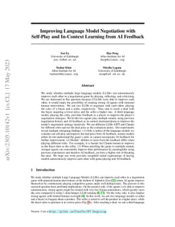 Improving Language Model Negotiation with Self-Play and In-Context
  Learning from AI Feedback