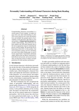 Personality Understanding of Fictional Characters during Book Reading