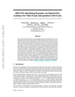 IDO-VFI: Identifying Dynamics via Optical Flow Guidance for Video Frame
  Interpolation with Events