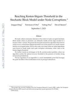 Reaching Kesten-Stigum Threshold in the Stochastic Block Model under
  Node Corruptions