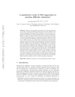 A quantitative study of NLP approaches to question difficulty estimation