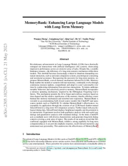 MemoryBank: Enhancing Large Language Models with Long-Term Memory