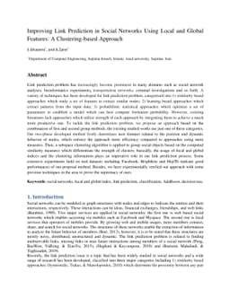 Improving Link Prediction in Social Networks Using Local and Global
  Features: A Clustering-based Approach